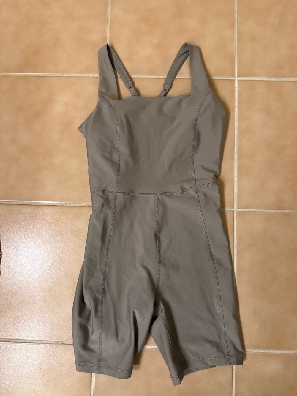 Women’s Taupe Sleeveless Active Romper Jumpsuit